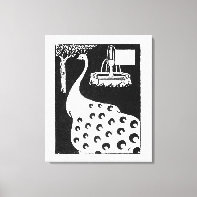 Peacock motif, from 'Le Morte d'Arthur' (litho) Canvas Print (Front)