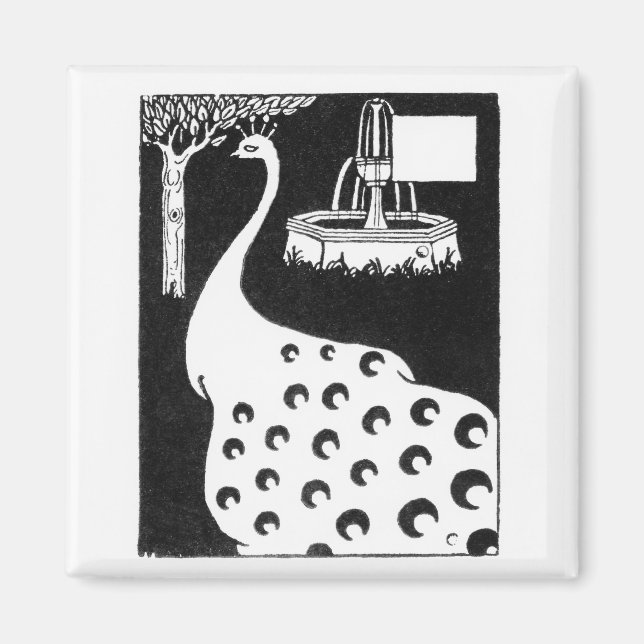 Peacock motif, from 'Le Morte d'Arthur' (litho) Magnet (Front)