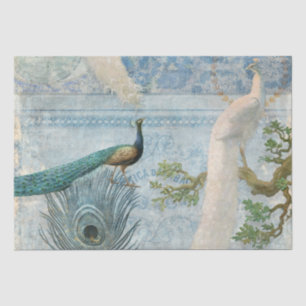 Peacock n Feathers Blue and White Craft Decoupage Tissue Paper