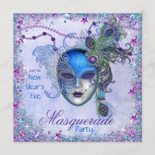 Peacock New Years Masquerade Party Invitation