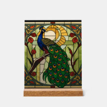 Peacock Nouveau Acrylic Stained Glass Wall Art