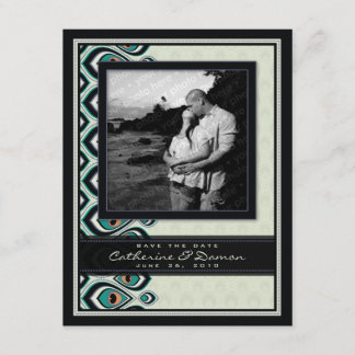 Peacock Nouveau Save the Date (Black)