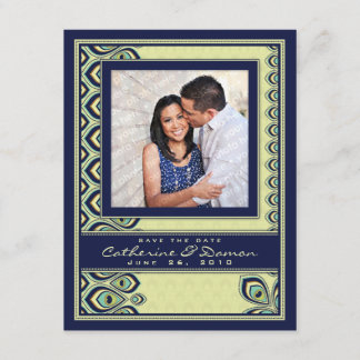 Peacock Nouveau Save the Date (Navy)
