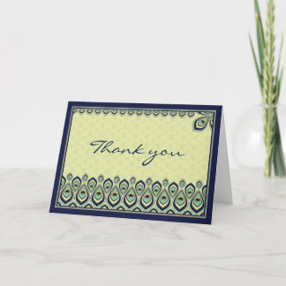 Peacock Nouveau Thank You card (Navy Blue)