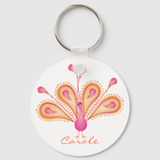 Peacock of a Different Colour Key Ring (Front)