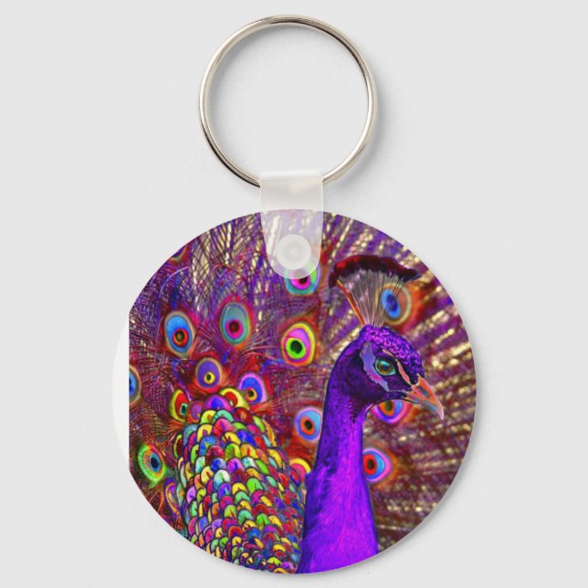 peacock of a million colours key ring (Front)