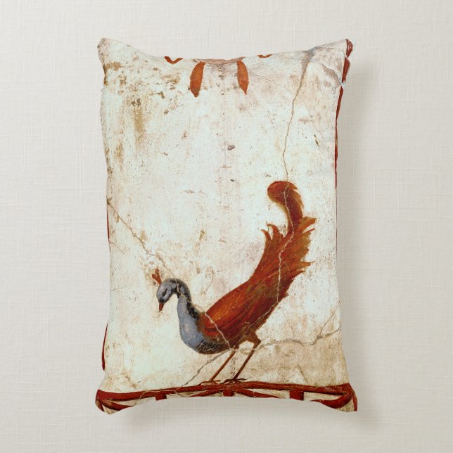 Peacock on Fresco Ancient Roman Antique Painting Decorative Cushion (Front(Vertical))
