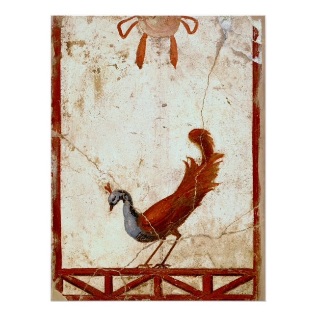 Peacock on Fresco Ancient Roman Antique Painting Poster (Front)