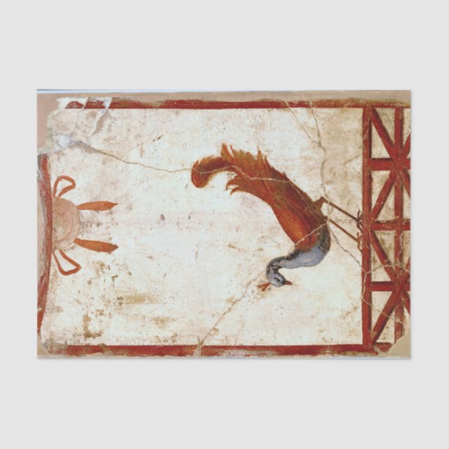 Peacock on Fresco Ancient Roman Antique Painting Tissue Paper (Front)