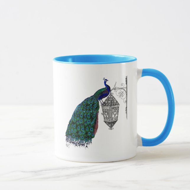 Peacock On Lamp Mug (Right)