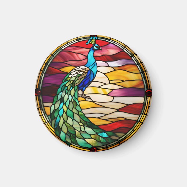 Peacock on Pink Magnet (Front)