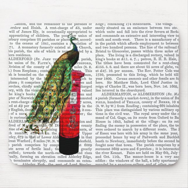 Peacock on Postbox Mouse Mat (Front)