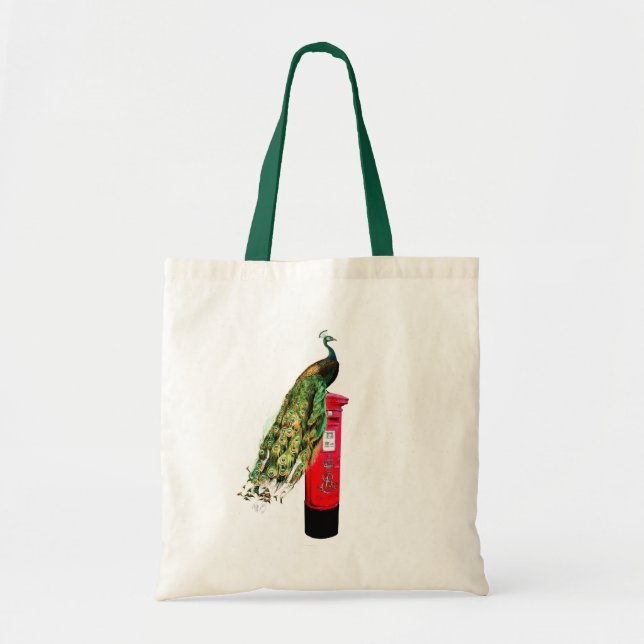 Peacock on Postbox Tote Bag (Front)