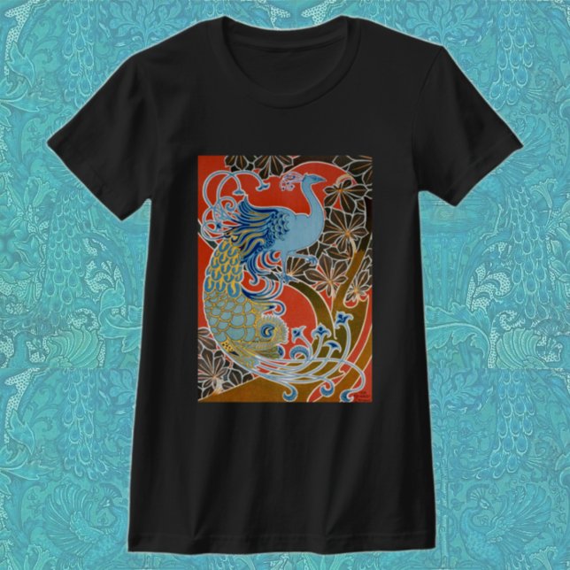 Peacock on Red T-Shirt (Creator Uploaded)