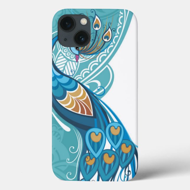 Peacock on Teal Illustration Case-Mate iPhone Case (Back)