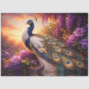 Peacock on the mountain at dawn tissue paper