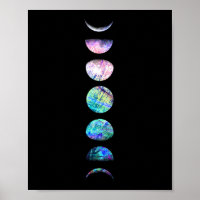 Peacock Opal Moon Cycle Art Print