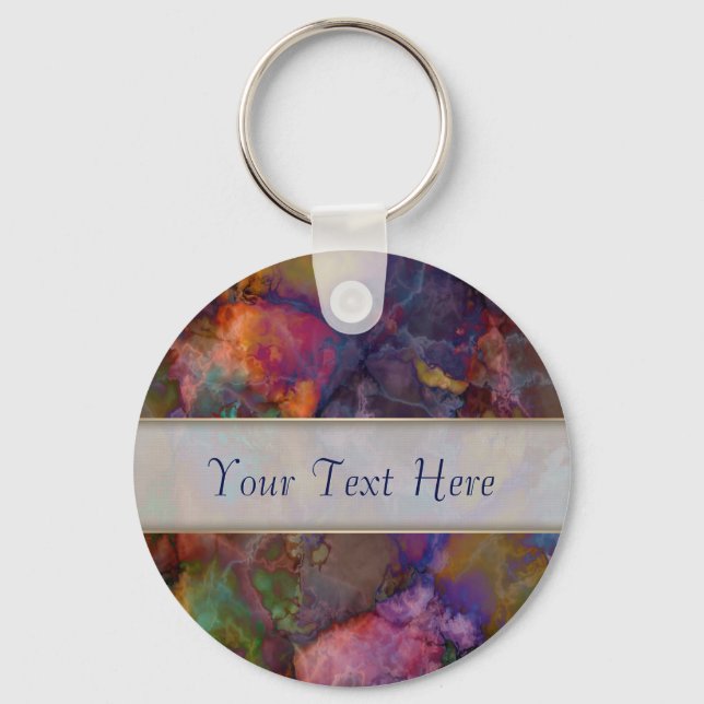 Peacock Ore Chalcopyrite Marble Key Ring (Front)
