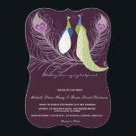 Peacock Pair Love Birds Purple Wedding Invite<br><div class="desc">Peacocks, love birds, peacock feathers, purple lime-green teal-blue white "this day I marry my best friend" wedding or related event (rehearsal-dinner, couple's-shower, wedding-shower, engagement party... .) custom invitation with a vintage retro flair . Please personalise it with your own text occasion-acccordingly or click the "Customise It" button to go to...</div>