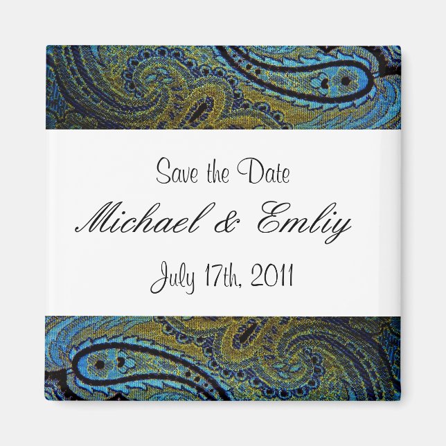 Peacock Paisley Indian Wedding Invitations Magnet (Front)