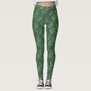 Peacock Paisley Pattern Green Leggings