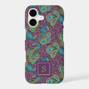 Peacock Paisley Royal Purple Monogram