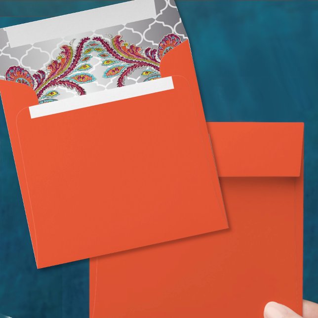 Peacock Paisley Silver Moroccan Tile Pattern Envelopes (Creator Uploaded)