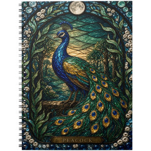 Peacock Palace Garden Illumina Stained Glass Notebook