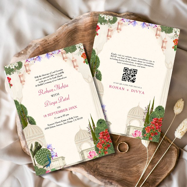 Peacock Palm Garden Indian Colourful Wedding Invitation (Creator Uploaded)