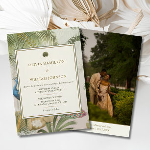 Peacock Palm Photo Back Wedding Invitation