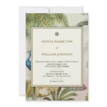 Peacock Palm Photo Back Wedding Invitation