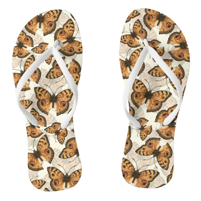 Peacock pansy butterfly pattern flip flops (Footbed)