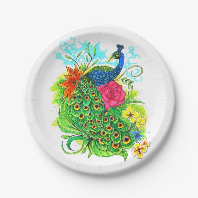 Peacock Paper Plate (Front)