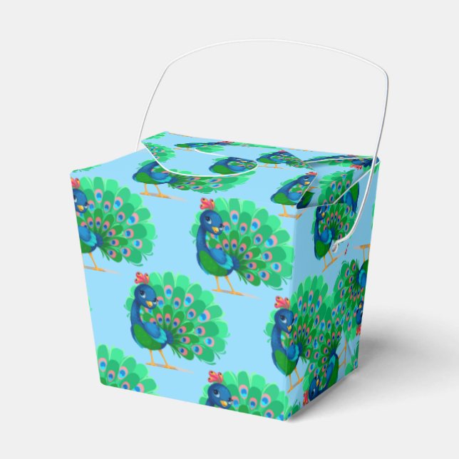 Peacock Party Favour Box (Front Side)