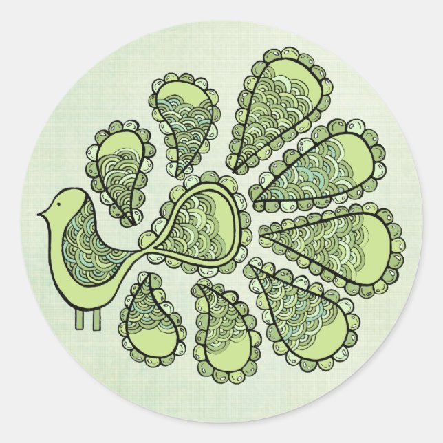 Peacock Party Green DIY Cupcake Topper Label (Front)