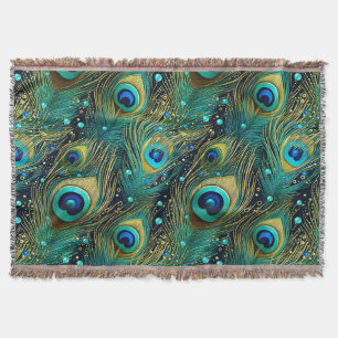 Peacock Passion Throw Pillow Blanket