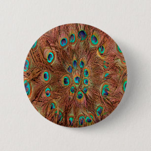 Peacock pattern Background 6 Cm Round Badge