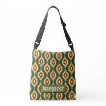Peacock Pattern Green Personalised Crossbody Bag