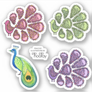 Peacock Pattern Illustrations Art Drawings Vinyl
