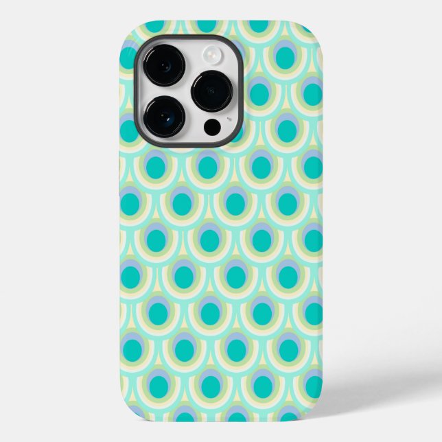 Peacock pattern mint aqua green Case-Mate iPhone case (Back)