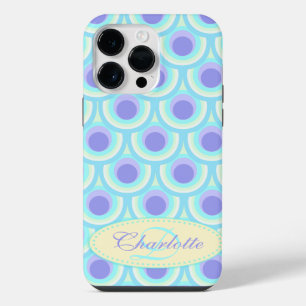 Peacock pattern purple blue name iPhone 14 pro max case