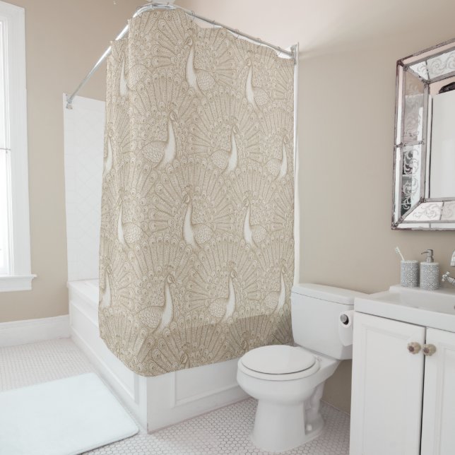 peacock pattern shower curtain (In Situ)