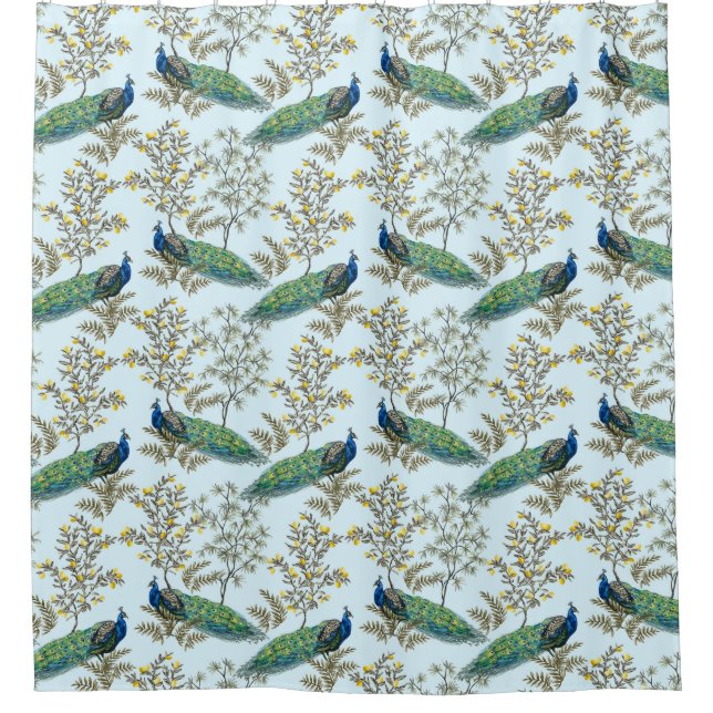 Peacock Pattern Shower Curtain (Front)