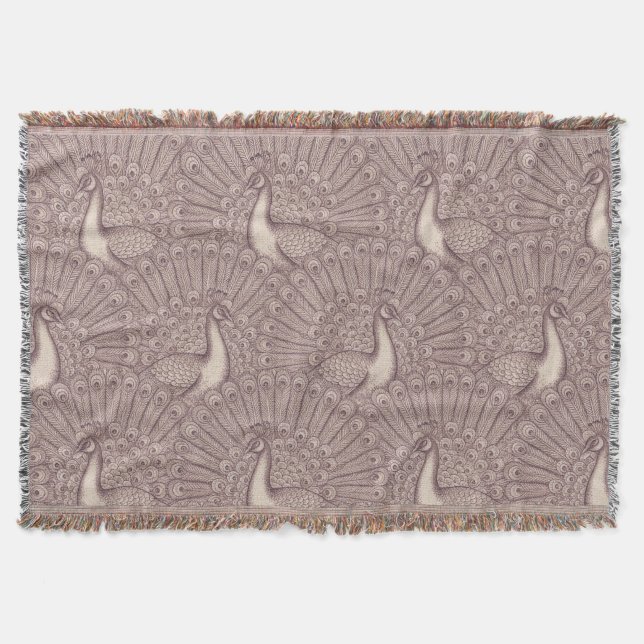 peacock pattern throw blanket (Front)