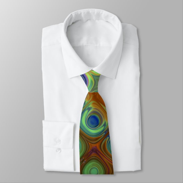 Peacock Pattern Tie (Tied)