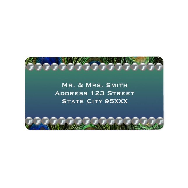 Peacock Pattern with Pearls Label (Front)