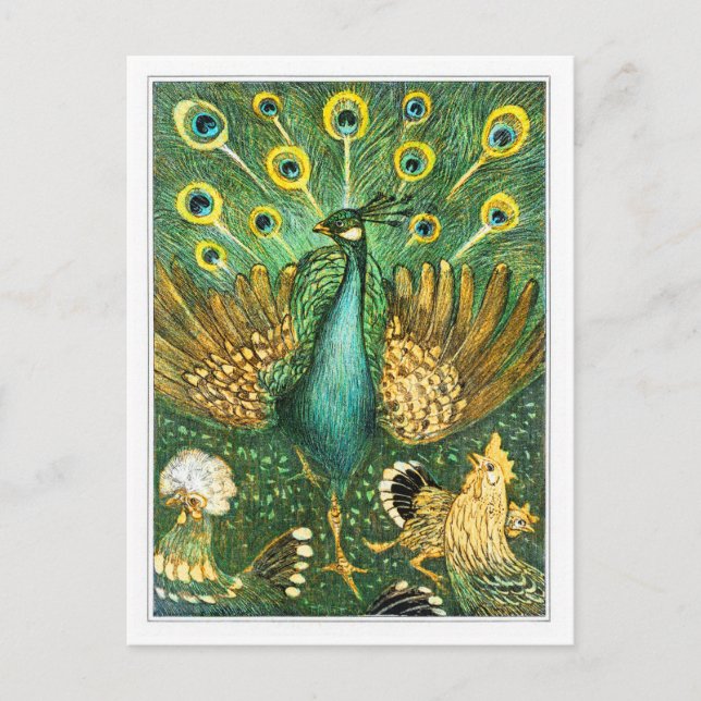 Peacock - Pauw met kippen - Theo van Hoytema Postcard (Front)