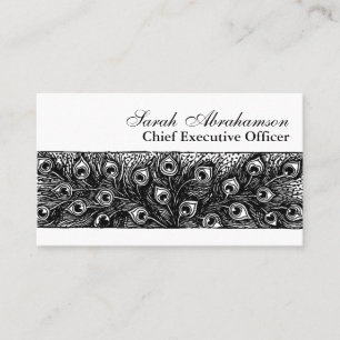 Peacock Peacocks Black and White Business Cards