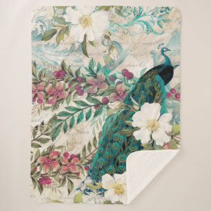 Peacock Peacocks Large Sherpa Blanket
