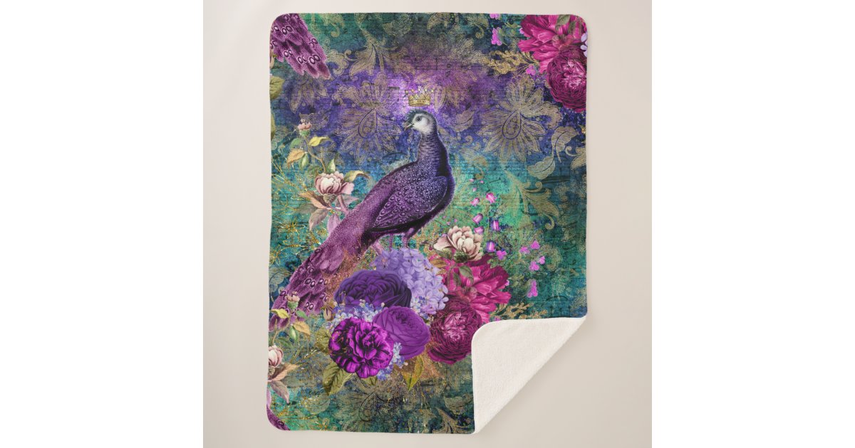 Peacock Peacocks Large Sherpa Blanket Zazzle